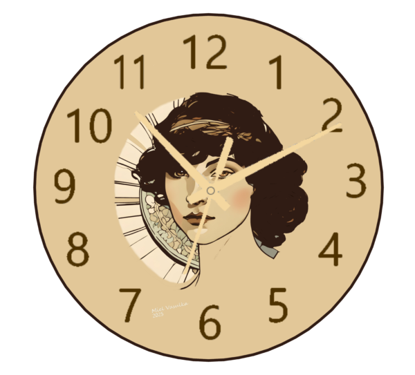 "Bring the elegance of the Art Nouveau era into your home with the stunning Art Nouveau Woman Clock!"