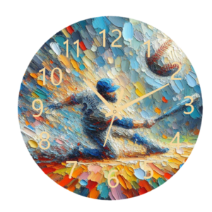 Baseball Player Clock with a baseball player in action.