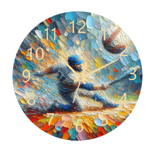 Baseball Player 1 Baseball Player Clock with a baseball player in action.