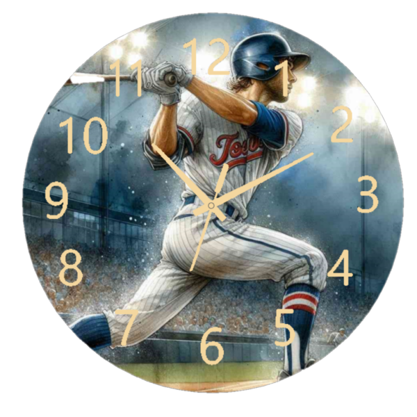Baseball Player Clock with a baseball player in action.
