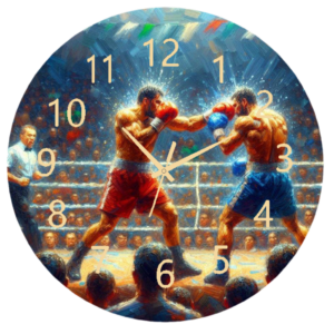Boxing Clock with a boxer in action.