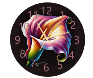 Calla Lily Clock featuring a minimalist design with elegant calla lilies, ideal for nature-inspired and sophisticated decor, with a clear and functional clock face.