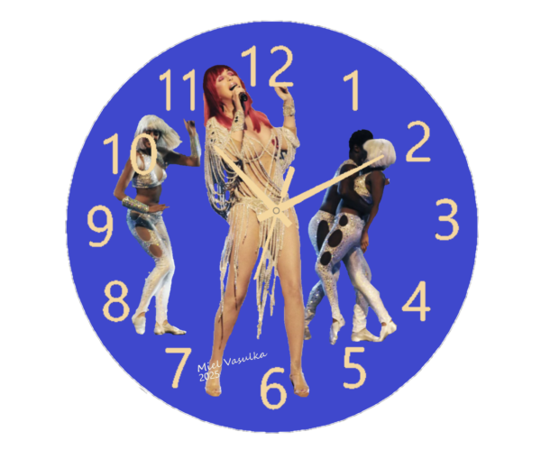 "Elegant Cher Clock with a minimalist design, featuring sleek hands and a stylish frame, perfect for modern home or office décor."