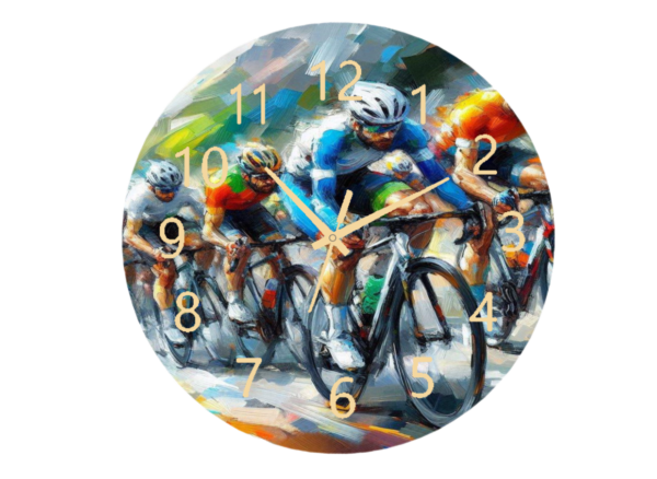 Cycling Clock with a cyclist in action.