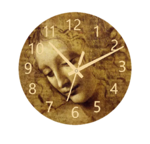 DaVinci’s Woman Clock featuring a Renaissance-inspired design with the elegance and mystery of Leonardo da Vinci’s art, made with durable materials and an easy-to-read face, perfect for classic and artistic decor.