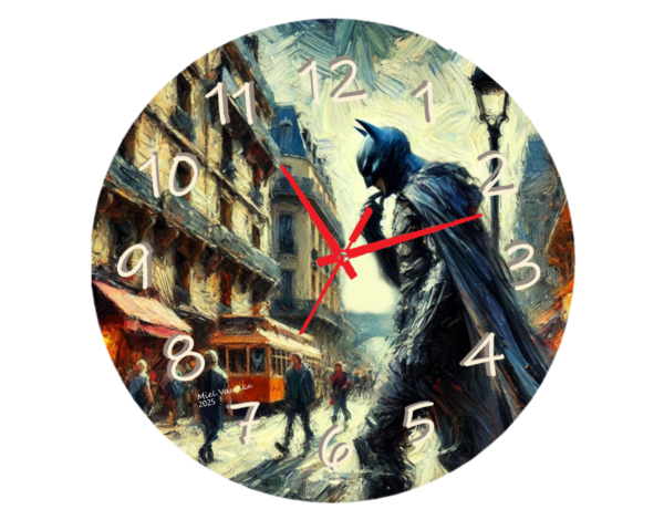 Dark Knight Deep in Thought Clock featuring a silhouette of a contemplative knight, perfect for medieval or fantasy-themed decor, with a clear clock face and durable design.