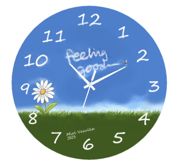 "Minimalist design Feeling Good Clock with an inspirational message, perfect for home or office décor."