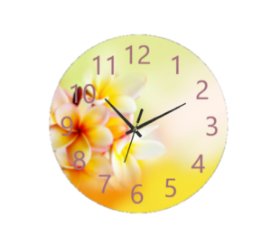 "Flowers Clock featuring a colorful assortment of blooming flowers with an easy-to-read clock face."