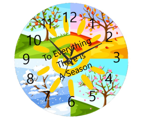 The Four Seasons Clock features a beautifully designed face divided into four sections, each representing a different season