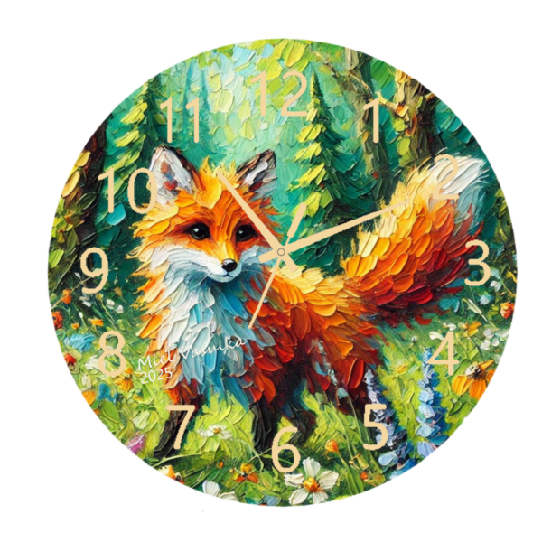 Fox Clock featuring a beautifully illustrated fox with an easy-to-read clock face, perfect for nature lovers.