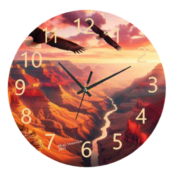 "Grand Canyon Clock featuring a breathtaking canyon landscape with an easy-to-read clock face."