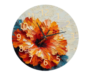 Hibiscus Clock featuring vibrant, colorful hibiscus flowers, with a clear and functional clock face, bringing a tropical vibe to your home decor.