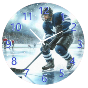 Hockey Clock with a bold, sport-inspired design featuring durable materials and easy-to-read numbers, ideal for hockey fans and players.