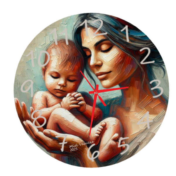 Honor Your Mother 1 Clock, showcasing a delicate and heartwarming design that celebrates the love between mother and child, with a clear and functional clock face.