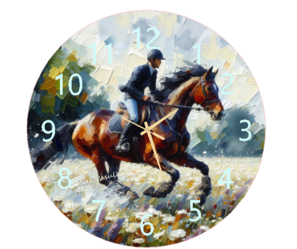 Horseback Clock featuring a stunning design of a rider on horseback, with a stylish and easy-to-read clock face.