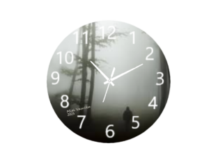 Elegant In the Mist Clock with a minimalist design, featuring soft gradients and a serene, mist-inspired pattern, perfect for modern home decor