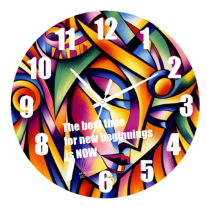 "Close-up of the Isis Clock, featuring a sleek, modern design with clean lines and a minimalist face, ideal for enhancing home decor."