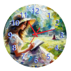 Journaling Clock featuring pens, notebooks, and a creative atmosphere, symbolizing productivity and reflection, with a clear and functional clock face.