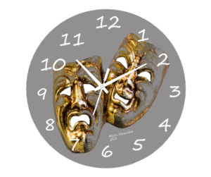 Artistic Masks Clock featuring a unique mask-inspired design, blending bold culture and modern style, perfect for distinctive home decor.