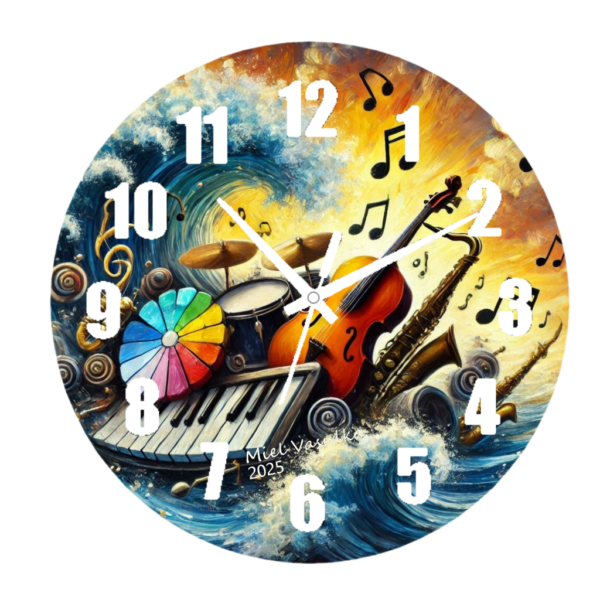 Elegant meditation clock with a minimalist design, featuring a silent quartz movement and gentle chime, placed in a serene, modern meditation space