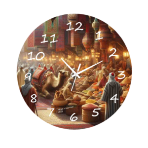 Morocco Clock featuring intricate Moroccan-inspired patterns, crafted with durable materials and an easy-to-read face, perfect for exotic and elegant decor.