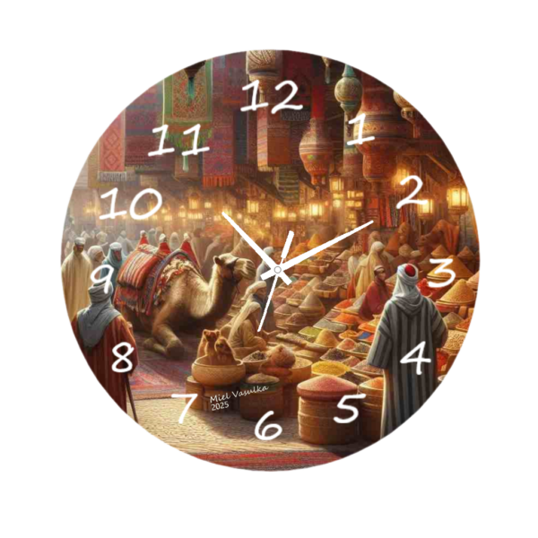 Morocco Clock featuring intricate Moroccan-inspired patterns, crafted with durable materials and an easy-to-read face, perfect for exotic and elegant decor.