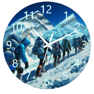 Mount Everest Clock with a stunning design inspired by the Himalayas, featuring durable materials and clear, easy-to-read numbers.