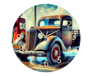 Old Truck Clock with a vintage truck design, durable construction, and an easy-to-read face, ideal for rustic, farmhouse, or automotive-inspired decor.