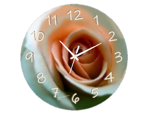 "Embrace the beauty of time with the soft elegance of the Peach Rose Clock!"