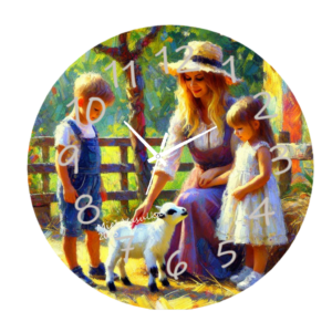 "Close-up of the Petting Zooclock, a colorful children's clock featuring zoo animal characters, designed to help kids learn to tell time in a playful, interactive way.