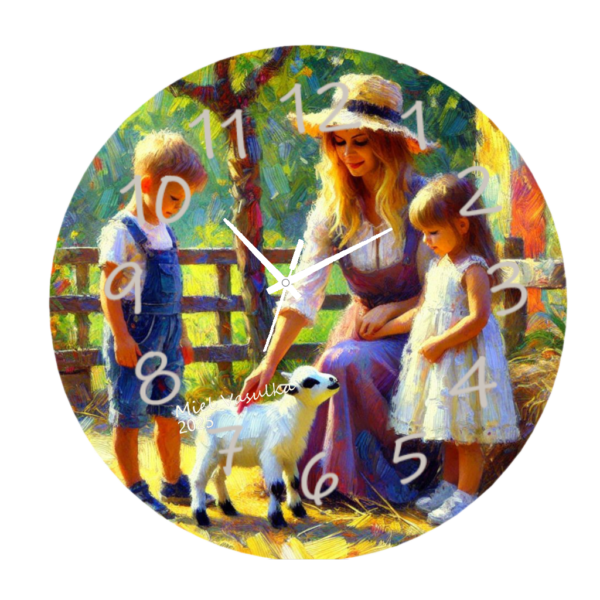 "Close-up of the Petting Zooclock, a colorful children's clock featuring zoo animal characters, designed to help kids learn to tell time in a playful, interactive way.