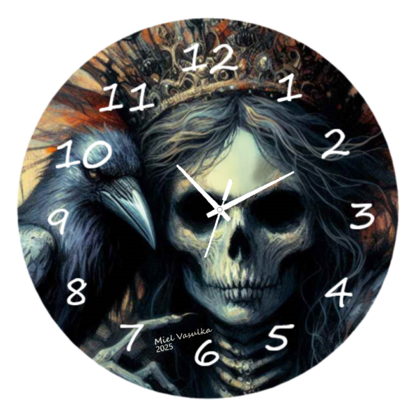 Queen of Nightmares Clock with a dark fantasy-inspired design, crafted from durable materials and featuring easy-to-read hands, perfect for gothic and dramatic decor.