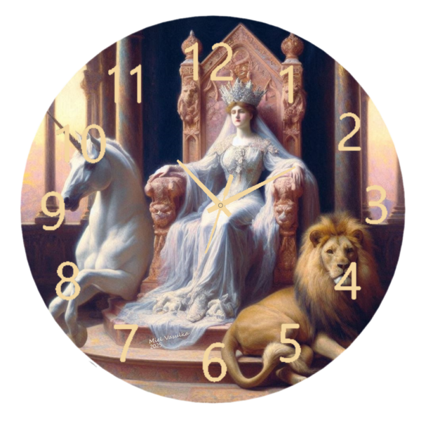 Queen of Scots Clock featuring an elegant and regal design inspired by Mary, Queen of Scots, with durable materials and an easy-to-read face, perfect for classic decor.