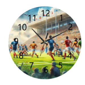 Rugby Clock featuring a bold, sport-inspired design with durable materials and easy-to-read numbers, perfect for rugby fans and players.