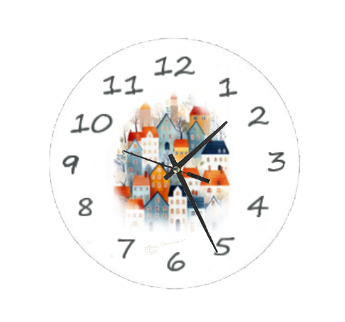 Scandi Town Clock featuring a minimalist design inspired by Scandinavian villages, with durable materials and an easy-to-read face, perfect for modern and cozy decor.