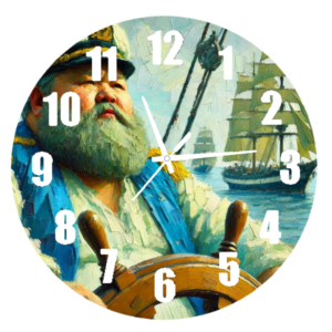 Sea Captain Clock featuring a maritime-inspired design with durable materials and easy-to-read numbers, perfect for nautical and ocean-themed decor.