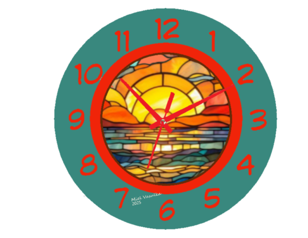 Seaside Clock featuring coastal-inspired design with soft blues, sandy neutrals, and seashell accents, weather-resistant material, and easy-to-read numbers, perfect for indoor and outdoor spaces.