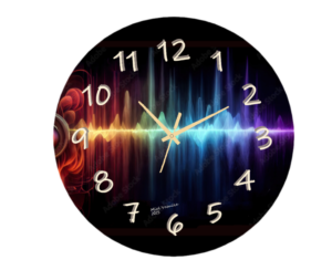 Close-up of the Selfagio Clock, featuring a sleek minimalist design with a clean, easy-to-read face and silent quartz movement. Available in a variety of finishes to complement modern home décor