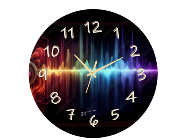 Close-up of the Selfagio Clock, featuring a sleek minimalist design with a clean, easy-to-read face and silent quartz movement. Available in a variety of finishes to complement modern home décor