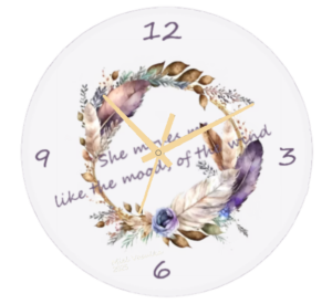 "Minimalist She Moves Me Clock with a sleek modern design, featuring clean lines and a silent quartz movement, perfect for enhancing any home or office decor."