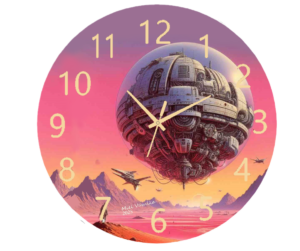 Space Station Clock featuring a futuristic space exploration design, durable materials, and easy-to-read numbers, perfect for science and space-themed decor.