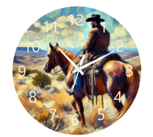 Texas Desert Clock with a design featuring cacti and desert landscapes, durable materials, and easy-to-read numbers, perfect for rustic or Southwestern decor.
