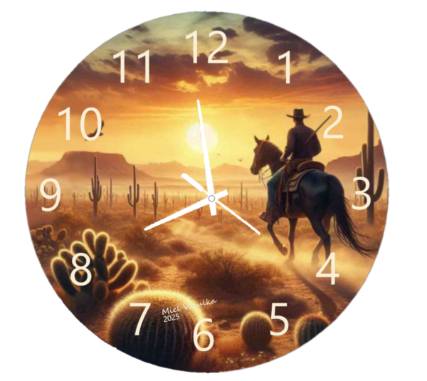 Texas Desert Texas Desert Clock featuring a scenic design of cacti and desert landscapes, durable materials, and an easy-to-read face, perfect for rustic and Southwestern decor.