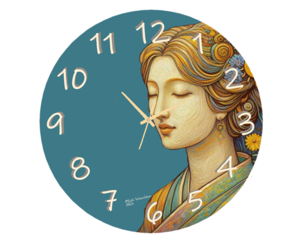 The Great Mother Clock with an artistic design symbolizing nature and nurturing, durable materials, and an easy-to-read face, perfect for eco-conscious decor.