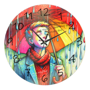 "Modern wall clock with the motivational quote 'There's Something Good' on its face, featuring a minimalist design and silent quartz movement."