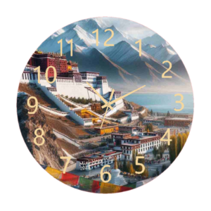 Tibet Clock featuring a serene design inspired by Tibetan landscapes and culture, durable materials, and an easy-to-read display, perfect for meditation or calming decor.
