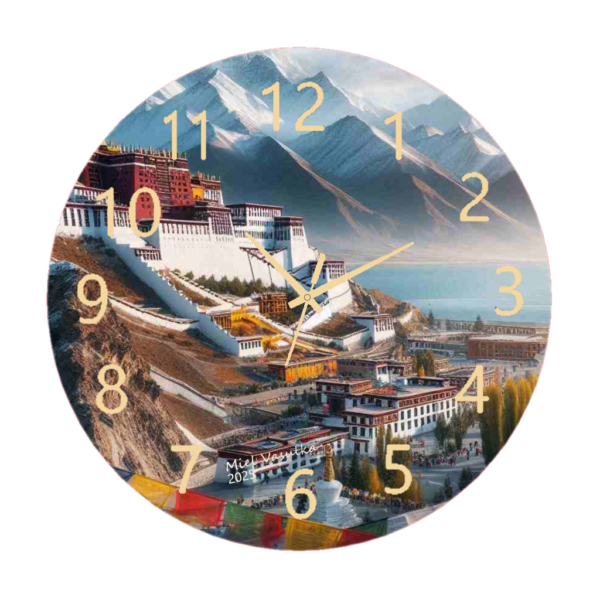 Tibet Tibet Clock featuring a serene design inspired by Tibetan landscapes and culture, durable materials, and an easy-to-read display, perfect for meditation or calming decor.