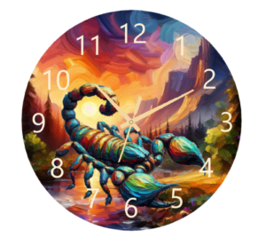 "Mark every moment of growth with the Scorpio Transformation Clock – a bold symbol of change and renewal!"