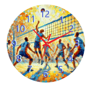 Volleyball Clock featuring a sporty design with durable materials and clear, easy-to-read numbers, perfect for volleyball fans and players.