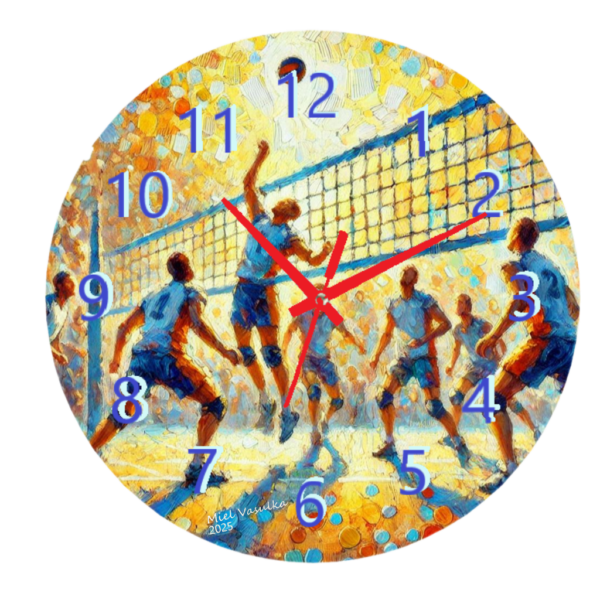 Volleyball Clock featuring a sporty design with durable materials and clear, easy-to-read numbers, perfect for volleyball fans and players.